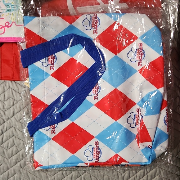 Texas Rangers Loudmouth MLB Cooperstown Collection Argyle Retro Tote Bag NWT - Picture 2 of 14